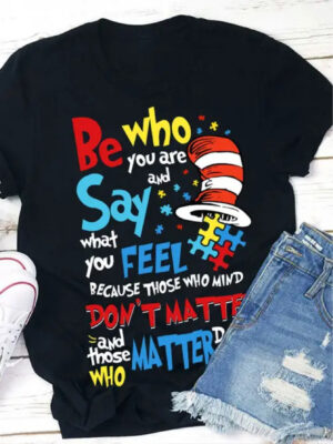 00268d62ea8e498caf35aa2b610f5be8-goods.jpeg Plus Size, Women's Plus Size 0XL-4XL Loose Fit Casual Crew Neck T-Shirt - "Be Who You Are Say What You Feel" Motivational Quote with Colorful Geometric Patterns & Playful Graphics, Machine Washable Summer Top, Ladies T Shirts, Everyday Comfort Wear, Playful Design Shirt, Medium Stretch Fabric, Comfortable Clothing, Durable Construction, Oversized Shirt, Trendy Ladies