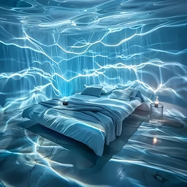 LED Projection Night Light/Decorative Ambient Lamp with Wave Effect - Multi-Color Rotating Swirl and Starry Sky Design, Adjustable Brightness, USB-Powered Home Decor, Black Plastic for Bedroom & Living Room, Glow Projector