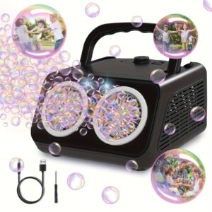 Automatic Bubble Machine, Bubble Blower With 2 Fans 20000+Bubbles Per/Min, Electric Bubble Maker For Kids Toddlers, Operated By Batteries, With 10xBubble Solution, Bubble Toys For Outdoor