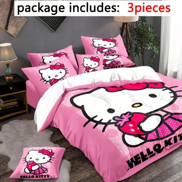 01c296c9-d5a3-488d-993e-67cc947e4db6.jpg 3pcs Cartoon Anime Kitty Strawberry Katie Pattern Duvet Cover Set - Soft Comfortable Bedroom, Guest Room and Dorm Decor Bedding Set with 1 Duvet Cover + 2 Pillowcases