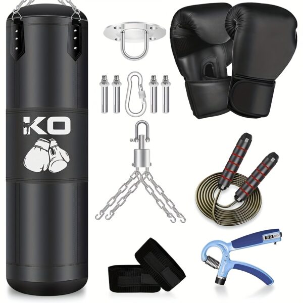 Adult Youth Hanging Punching Bag, Adult 4ft Heavy Punching Bag, 9in 1 Heavy Punching Bag with 12oz Gloves, Jump Rope And More for Taekwondo Boxing Karate Home Gym Training Valentine's Day Gift