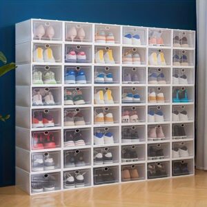 12pcs Transparent Shoe Storage Boxes - Space-Saving, Dustproof, Foldable Shoe Organizer with Clear Dividers for Sneakers, Flats, and Boots - Ideal for Home, Dorm, Bedroom, and Entryway Organization, Shoe Storage Organizer