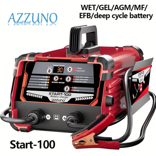 Professional 30-Amp Battery Charger, 12V And 24V Automotive Charger, 130 Cranking Amps, Trickle Charger Smart Battery Maintainer, Ideal for Motorcycle Cars Trucks Marine Batteries And More (Batteries Not Included, Use with AC Power)