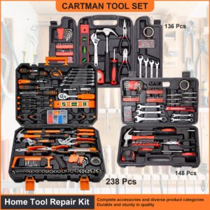 CARTMAN 12/52/136/148/152/238pcs Tool Set General Household Hand Kit with Plastic Toolbox Storage Case