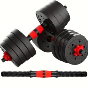 04eccc5c-6087-4ea8-a5fe-5a00c70fcacd.jpg 2 Rubber Coated Bars + 4 Anti-Slip Bolts - Universal Dumbbell Barbell Combo Set | Professional Strength Training Equipment | Star Locking Safety System | Sweat-absorbent Foam Grip | Full Body/Arm/Shoulder/Leg Workout, Without Battery