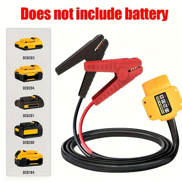 Car Power Jump Starter Cable with Adapter, Compatible 18V/20V DCB Battery Starters, Suitable for 1.59-Gallon Gasoline And 1.32-Gallon Diesel Engines, Cars, Motorcycles, Suvs, Easily And Quickly Starts Faulty Batteries, Automotive Accessory Tool, Without Battery