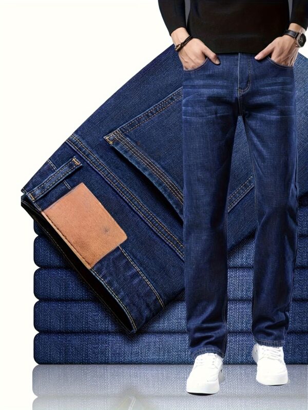 Men'S Stretch Faux Denim - All-Season Straight-Leg Pants with Classic Five-Pocket Design, Stretchy Comfort Fit for Office, Travel & Casual Attire - Durable Faux Denim for Everyday & Formal Wear - Minimalist Men'S Trousers, Straight Leg Faux Denim, Versatile Clothing, Timeless Design, Quality Stitching, Stylish Trousers, Professional Attire, Office Wear, Regular Fit, Washed Look, Longlasting Material, Adult Clothing