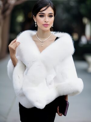 06217bcd-f03e-4eb0-aebe-6381e654afed.jpg Elegant Plus Size Faux Fur Coat for Women - Chic Fox-Themed Design with Contrast Collar, Perfect for Fall/Winter Parties & Christmas Warmth, Cozy Outerwear | Elegant Winter Coat | Sophisticated Design