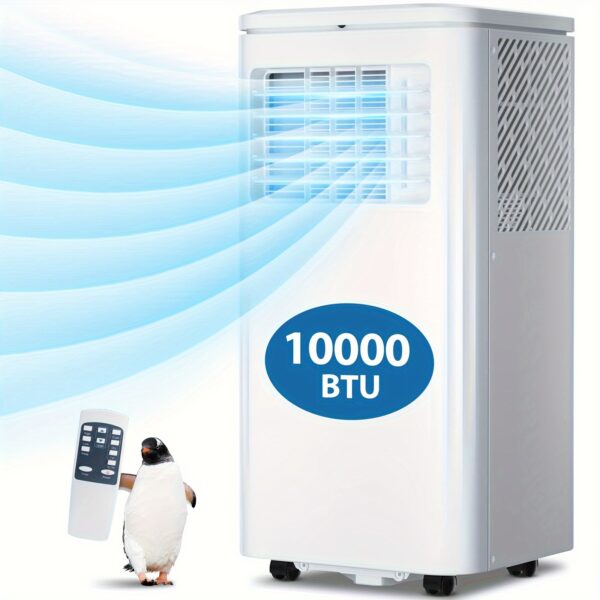 10,000 BTU Portable Air Conditioner with Remote Control - Built-in Dehumidifier & Fan Modes, 24-Hour Timer, 115V, 300 Sq. Ft. Coverage, Ideal for Home, Office, Dorms, Home Cooling | Modern Aesthetic | Energy Efficient