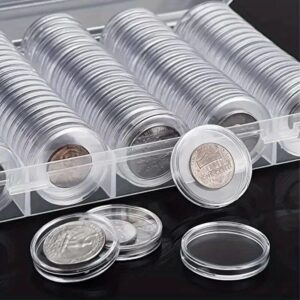 100pcs Clear Capsule Holder Case - Transparent Collectable Coin Storage Box with Multiple Compartments, Ideal for Commemorative Items, Coin Collection Storage|Transparent Storage Box|Secure Closure Lid, Coin Holder