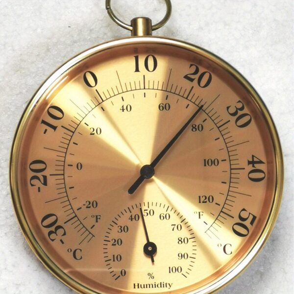 1pc Elegant Golden-Framed Hygrometer Thermometer- Accurate Temperature& Humidity Gauge, European Design, Durable Acrylic Material, Home, Office, and Luxury Decor
