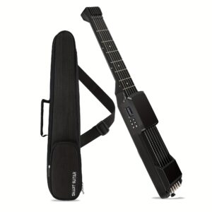 Smart Electric/Acoustic Guitar with USB Charging, Built-in MIDI/USB-PD, No Tuning Needed, Compact Portable Guitar with Strap & Case - Electric/Acoustic Hybrid, Carbon Fiber Neck, Silent Practice & Live Performance, Compatible with Recording Software - Ideal for Beginners/Advanced Players - White/Black, Acoustic Guitar High Quality, Stringless Guitar, Guitar Practice Tool, Classical Acoustic Guitar, Guitar Acoustic