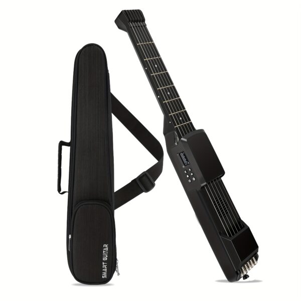 Smart Electric/Acoustic Guitar with USB Charging, Built-in MIDI/USB-PD, No Tuning Needed, Compact Portable Guitar with Strap & Case - Electric/Acoustic Hybrid, Carbon Fiber Neck, Silent Practice & Live Performance, Compatible with Recording Software - Ideal for Beginners/Advanced Players - White/Black, Acoustic Guitar High Quality, Stringless Guitar, Guitar Practice Tool, Classical Acoustic Guitar, Guitar Acoustic