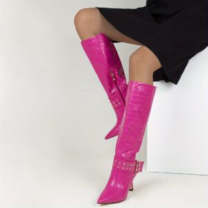 [Versatile Stiletto Boots] Versatile Stiletto Women's Solid Color Dress Boots | Side Zipper Casual Buckle Belt Point Toe Boots