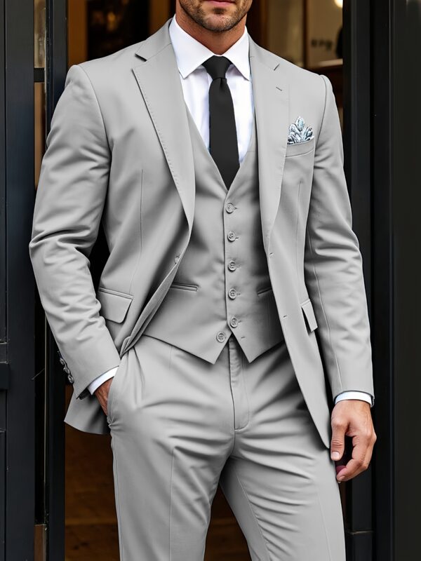 Men's 3pcs Slim Fit One Button Formal Business Men Suit Groomsman Tuxedos for Wedding