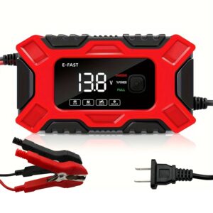 12V 6A Smart Battery Charger - Automatic Pulse Repair for Cars, Trucks, Motorcycles & Lawn Mowers, AGM/Gel/Lead Acid Compatible