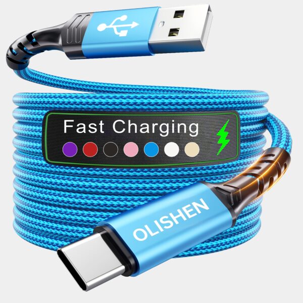 OLISHEN USB-C Fast Charging Cable, Cable Length 3.3ft/6.6ft/9.9ft, 10-20W Output, for iPhone 15/16 Series, for  Huawei Xiaomi Redmi Oppo vivo and More Smartphone Charging and Data Synchronous Transmission, Fast Charger Type C Cable, Phone Chargers Fast Charging, Type C Fast Charging Cable, Adapter Fast Charge, Charger Fast Charging, Quick Charge Cable, Compact Charging Cable, Tanglefree Cable, Copper Core Cable, Highspeed Charging, Power Delivery Cable, Vivo Users,