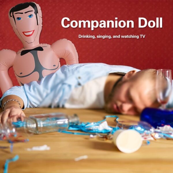 1pc 59" Inflatable Blow Up Doll, Novelty PVC Companion Doll for Bachelor Party, Bachelorette, Birthday, Graduation, Bar/Bat Mitzvah Decorations, Hand Washable, No Electricity Needed, Lightweight, Featherless, Ideal for Christmas, Halloween, New Year, Valentine'S Day Gifts