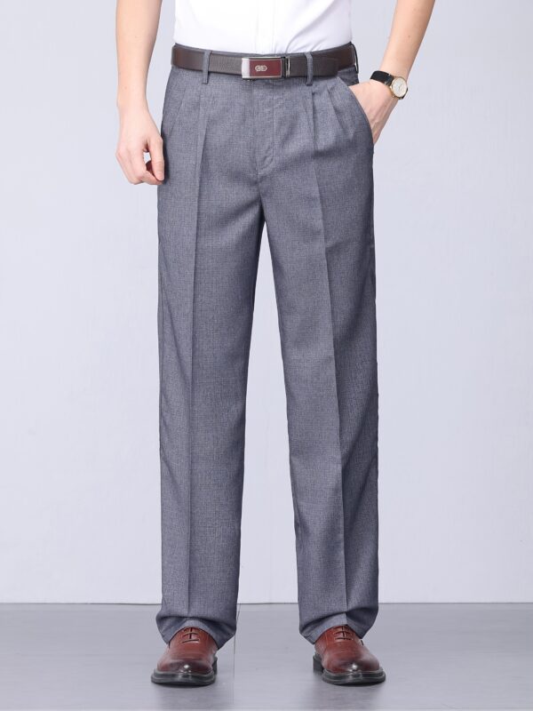 Men'S Summer Dress Pants, Business Casual Loose Suit Trousers, Straight Cut, Three-Dimensional Tailoring, Fashionable Style, Double Pleat Design, Wrinkle-Resistant, Suitable for Fathers