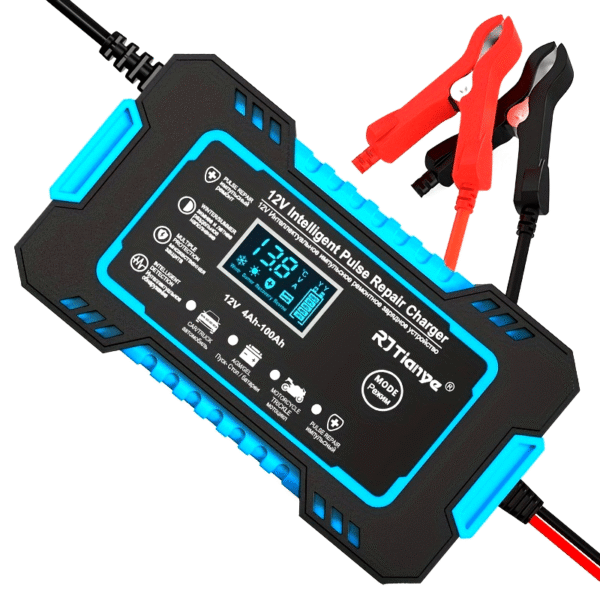12V 6A Smart Battery Charger, 12V Battery Maintainer for Cars, Trucks, Motorcycles, Lawn Mowers, and Boats - Intelligent Pulse Repair Charger with Auto Stop, Fast Charging, and Separate Charging in Winter and Summer, Battery Charger for Car, Without Battery, Car Battery Charger, Car Battery Maintainer, Motorcycle Battery Charger, US Plug
