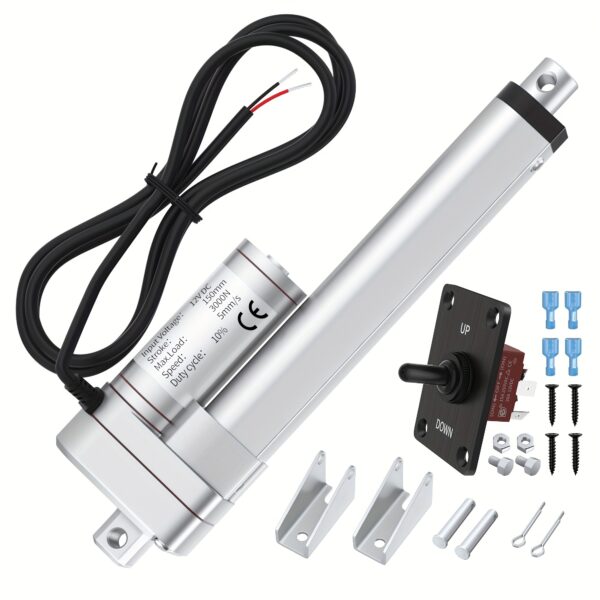 12V Linear Actuator with Controller 6" 3000N/660lbs Stroke Electric Actuator 5mm/s Motion Actuator Heavy Duty with Reverse Polarity Switch Controller