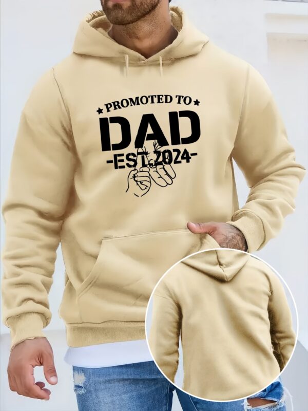 Dad Est Two Thousand Twenty Four Youth Autumn And Winter Plush Sweater Men's Clothing Hoodie American Fashion Printed Top Men's Gift