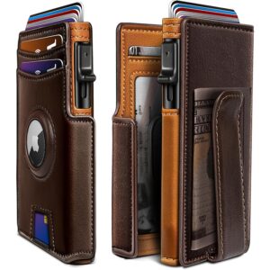 Ultra-thin magnetic flip Men's wallet Airtag contrast color ultra-fiber rfid anti-theft large capacity Men's wallet(Airtag not included)