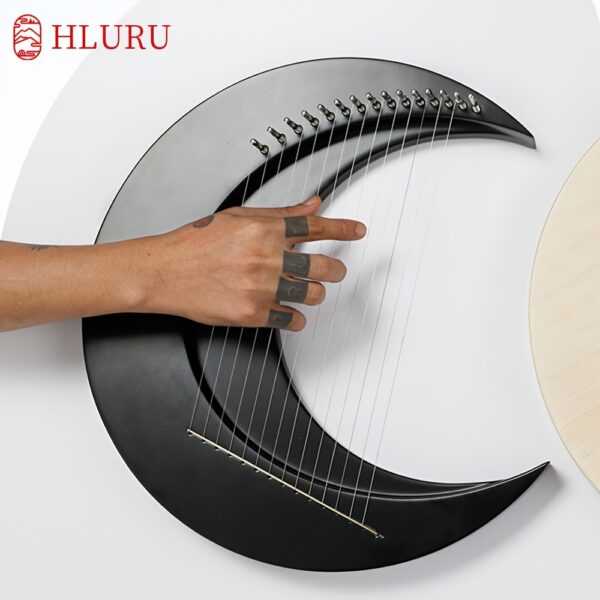 0e2acc06-7384-4cb5-a461-9645333044e2.jpg hluru Beginner/Professional 15-Note Lyre - Portable Finger Harp Thumb Piano with Crescent Moon shape, for Beginners & Advanced Players - Ideal for Celtic, Folk, Classical, Modern Music - Compact Musical Instrument Gift, Solo Performance, Elegant Finish, Precision Strings