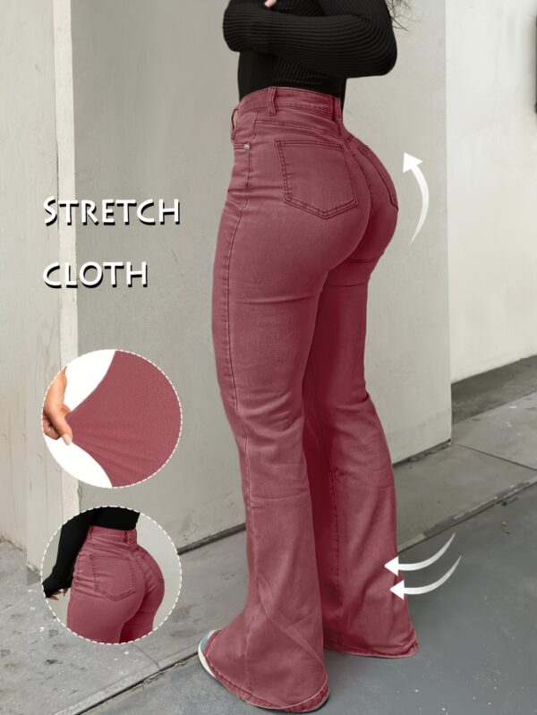 Women'S High-Waisted Stretch Jeans - Non-See-Through Stretchy Leg Pants with Straight Leg Fit, All-Season Y2K Streetwear Jeans for Everyday & Formal Outfits - MH1025 Vintage Fashion Pants, High Waisted Jeans, Versatile Clothing, Durable Fabric, Casual Wear, Trendy Denim, Comfortable Material, Elastic Waistband, Fashion Lovers
