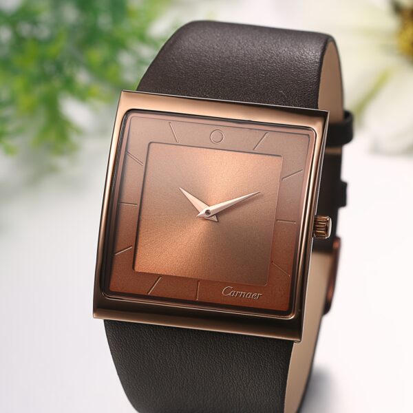 Personalized Square Bar Scale Dial Men's Genuine Leather Strap Watch