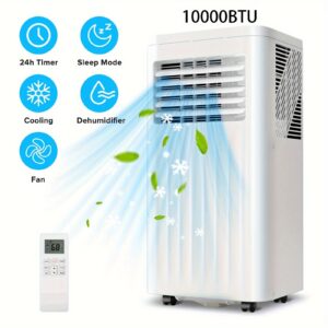 Portable Air Conditioner, 8000/10, 000 BTU ASHRAE, Cooling, Fan, Dehumidifier, Sleep Mode, Cooling Up to 350 Sq. Ft. with 24H Timer/Digital Display/Remote Control & Window Kit & Wheels, for Bedroom, Office, Dorm, 36in Portable Oscillating Tower Fan