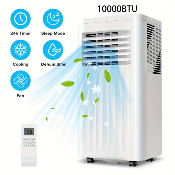 0ec0aa85-e1bd-4c53-a580-94cf094fe194.jpg Portable Air Conditioner, 8000/10, 000 BTU ASHRAE, Cooling, Fan, Dehumidifier, Sleep Mode, Cooling Up to 350 Sq. Ft. with 24H Timer/Digital Display/Remote Control & Window Kit & Wheels, for Bedroom, Office, Dorm, 36in Portable Oscillating Tower Fan
