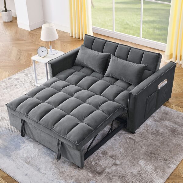 0f3c5c61-4086-4db3-b9ee-daf1008501e9.jpg Medium Grey 55inch Sleeper Sofa/Pull Open Folding Sofa Bed/Love-seat Sofa Bed