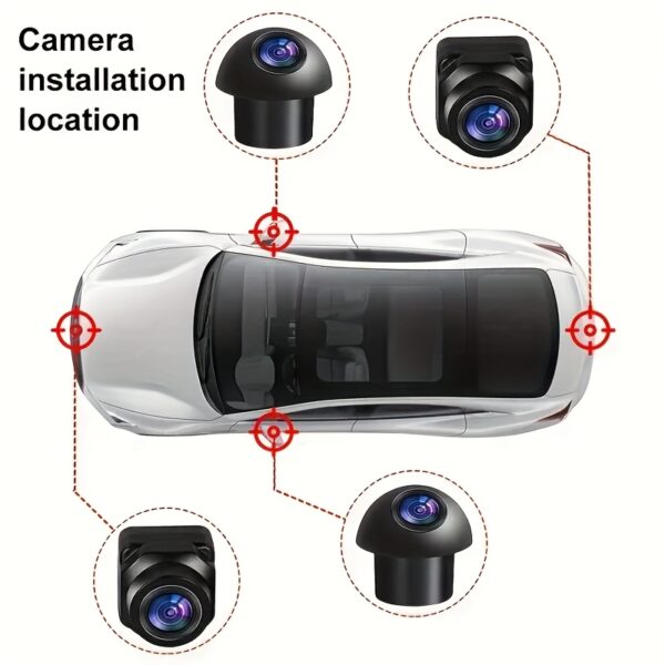 [Winpartners 360 Camera] Winpartners 4-Channel 360-Degree Panoramic Car Camera System | HD Night Vision, Front, Rear, Left + Right, Bird's-Eye View Backup, Parking Assist, Compatible with Android Car Stereos