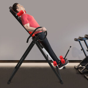 0f9b1a7d036e400e9130cdf1f6fe0c91-goods.jpeg Heavy Duty Inversion Table for Back Pain - 300 lbs Capacity, Adjustable Height up to 6ft, Anti-Slip Foot Sleeve & Safety Belt Included - Black & Red Design, Freestanding Back Stretcher for Muscle Tension, & Joint Discomfort