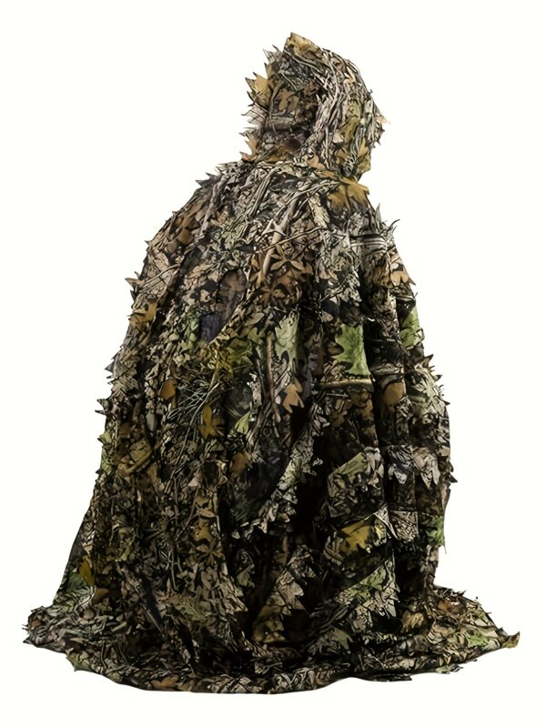 3D Maple Leaf Camo Cape with Mesh Hood - Loose Fit Survival Gear for Outdoor Activities, Hunting & Stealth Games, Sizes S-XL, Realistic Forest Design, Lightweight & Breathable Fabric