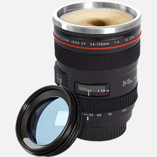 [Camera Lens Mug] Stainless Steel & BPA-Free ABS Plastic Camera Lens Coffee Mug - Multi-Use Travel Cup with Retractable Lid - Ideal for Photographers, Perfect Gift for Friends, School Rewards & Home Use, Versatile Drinkware