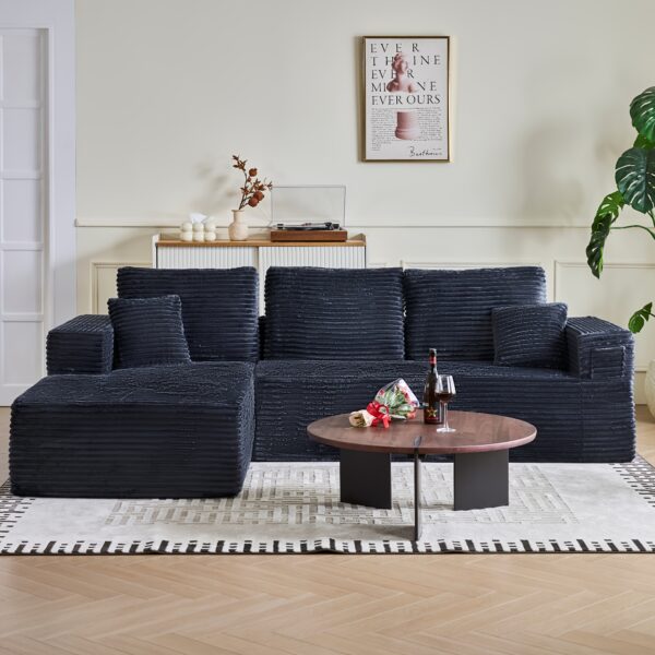 105" Modular Cloud Sectional Sofa with L-Shape Chaise - Memory Foam Boneless Couch, Deep Seat & Oversized Chaise, No Assembly Required, Modern Living Room Furniture, Black, Sectional Sofa for Living Room, Comfortable Seating, Plush Cushioned Seating, Durable Construction, Home Decorators