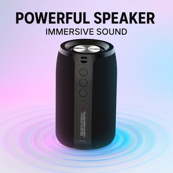 [Portable Wireless Speaker] Portable Wireless Speaker with HD Sound, Stereo Pairing, USB/MIC/TF Card/AUX, Built-in Lanyard, 15W Max Power, 5W Min Power, Rechargeable Battery, Type-C Charging, Compact Design for Cycling, Hiking, Sports - Black, Hiking Audio Gear, Sleek Audio Device, Durable Audio Equipment