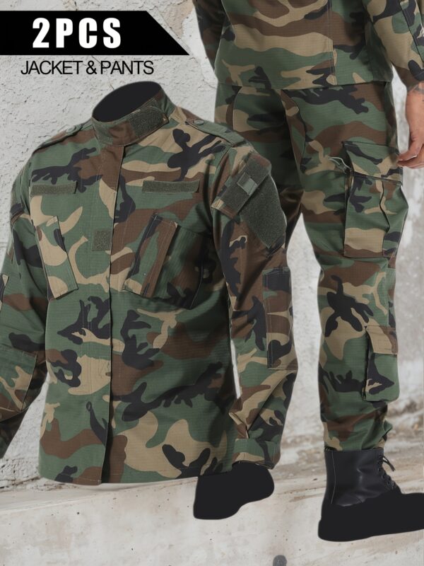 Men's Tactical Jacket and Cargo Pants Set Ripstop Hunting Suits Outdoor Hunting Casual Clothes