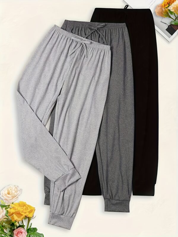 2025 Spring, Autumn & Winter New Fashion Solid Color Bow Casual Loungewear Set for Women - Versatile Four-Season Ankle Pants with Elastic Waistband, Soft Fabric, Comfortable and Stylish Three-Piece Outfit for Home or Outdoor Use