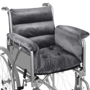 1pc ComfortPlus Wheelchair Seat Cushion with Straps, Recliner Design, Pressure Sore Prevention, Breathable Soft PP Material, Easy to Clean, Fits 18-Inch Wheelchair Armrests - Dark Grey
