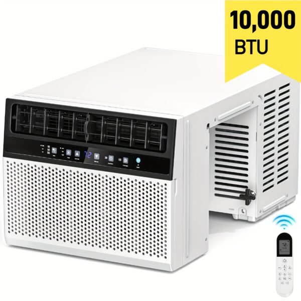 Window Air Conditioner 12, 000 BTU, Window AC Unit Cooling Room 500sq.ft, 10, 000 BTU Dehumidifier Mode and 3 Fan Speed, 24H Timer, Saddle Mount, Quiet Operation, White/ Blackount, Quiet Operation, White