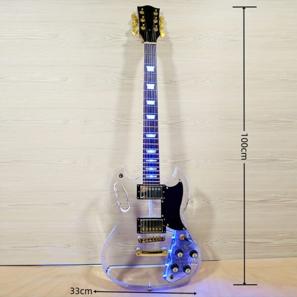LED Stage Guitar - Dynamic RGB-Free Blue & White Electric Guitar with Real-Time Effects, Maple Neck & Acrylic Body for Live Performances, Led Guitar Pick, Blow Up Guitar, Guitar Fretboard Light, Music Light, Guitar With Amplifier, Acoustic Guitar Effects, Light Music, Sound Rhythm Light, Firefly Guitar, Guitar Effects Board, Acoustic Guitar With Amplifier, Guitar Effects Power Supply, Music Stand Light, Sound Of Music, Guitar Player, Music Led Display, Guitar And Amplifier,