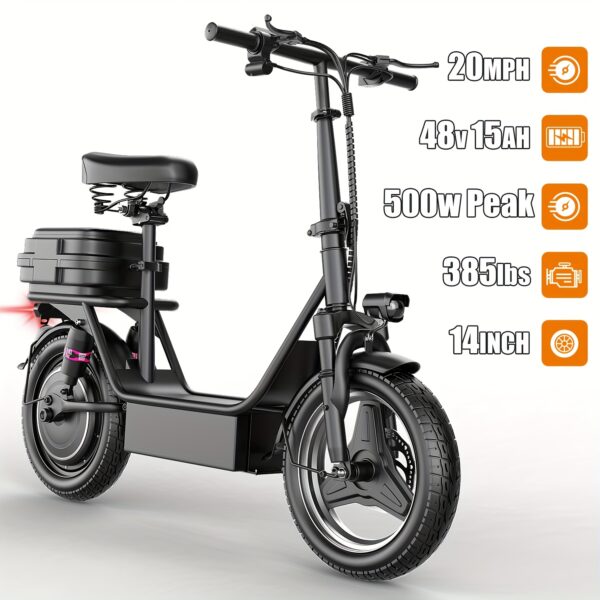 14fff784-a5c6-4164-b5b4-463bb9ea7152.jpg Electric Scooter for Adults, 500W (650W Peak)/350W, 48V 15AH/42V 10.6AH Motor, Up to 20mph Speed & 30 Miles Range with Seat and Dual Disc Brakes – E-Scooter for Commuting