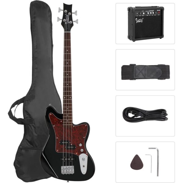 15e43918b5b1448ea540f8ab38956aac-goods.jpeg 1pc GLARRY 4-String Electric Bass Guitar Kit for Beginners, Includes 20W Amp, Full-Size Bass with Digital Tuner, Amp Cable, Strap, Gig Bag, and Accessories - Black, Battery/USB Powered, ≤36V