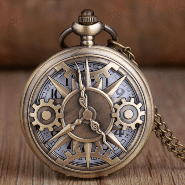 Antique Steampunk Bronze Hollow Gear Movement Quartz Pocket Watch Pendant Gift With Chain Pocket Watches Gift