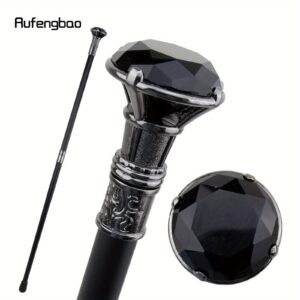 [Silvery Cane, Gentleman's Fashion] Elegant Gentleman's 93cm Black Diamond Type Silvery Cane - Fashion Decorative Stick Cosplay Cane Knob Crosier