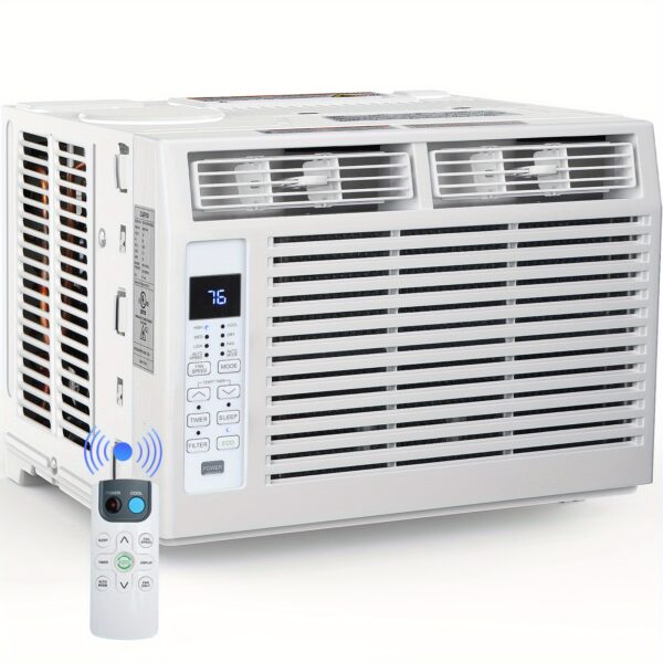 170c3df56a424e81ab7626f142799379-goods.jpeg KNDKO 6000/5000 BTU Window Air Conditioner with Cooling, Dehumidifying & Fan Speed Adjustment, 24H Timer & ECO Mode, 3-Speed Adjustable Fan, Auto Mode, Energy-Efficient for Home/Office, Portable Air Conditioner, Office Cooling, Sleek Tower Design, Durable Construction
