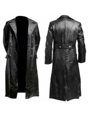[Plus Size Trench Coat] Plus Size Men's Solid Trench Coat | PU Windbreaker Overcoat, Spring Fall Jacket for Males